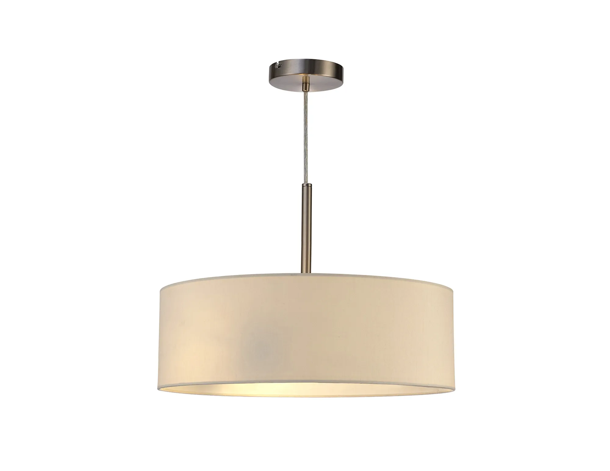 Baymont 45cm 3 Light Pendant Satin Nickel, Ivory Pearl/White DK0716  Deco Baymont SN IV
